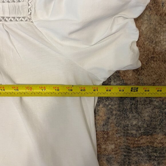 J. Crew #BP030 Women's S/S White Lace-Trim Puff-Sleeve Tee Shirt Top Blouse XL - Picture 9 of 11